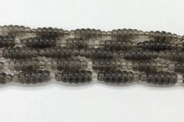 CFG1540 15.5 inches 10*30mm carved rice smoky quartz beads
