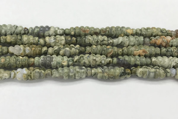 CFG1544 15.5 inches 10*30mm carved rice rhyolite gemstone beads