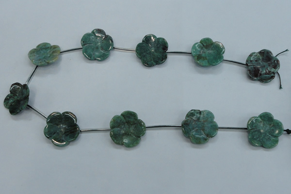 CFG20 15.5 inches 24mm carved flower new dragon blood jasper beads