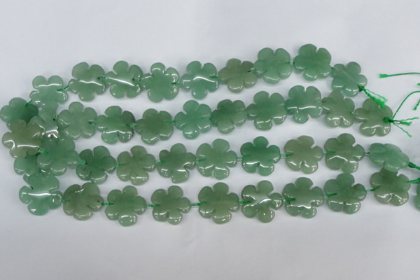 CFG215 15.5 inches 20mm carved flower green aventurine beads