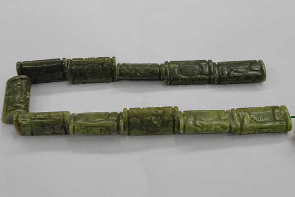 CFG224 15.5 inches 20*38mm carved flat column Korean jade beads