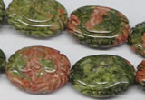 CFG248 15.5 inches 18*25mm carved oval unakite gemstone beads