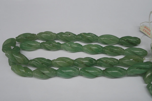 CFG252 15.5 inches 15*30mm carved rice green aventurine beads