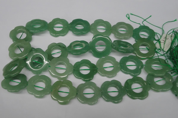 CFG261 15.5 inches 30mm carved flower green aventurine beads