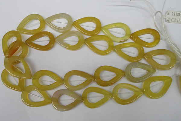 CFG266 15.5 inches 28*35mm carved teardrop yellow agate beads