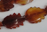 CFG279 15.5 inches 16*24mm carved leaf red agate beads