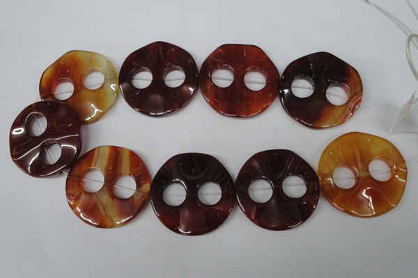 CFG281 15.5 inches 44mm carved coin red agate beads