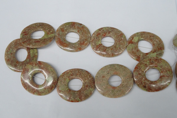 CFG282 15.5 inches 40*45mm carved oval unakite gemstone beads