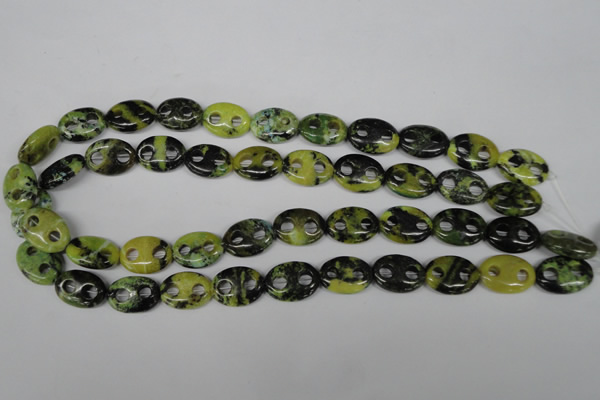 CFG290 15.5 inches 12*17mm carved oval yellow turquoise beads