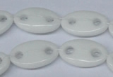 CFG298 15.5 inches 15*25mm carved oval white stone beads
