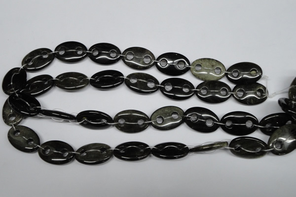 CFG302 15.5 inches 18*25mm carved oval golden obsidian beads