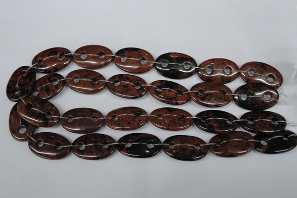 CFG305 15.5 inches 20*30mm carved oval mahogany obsidian beads