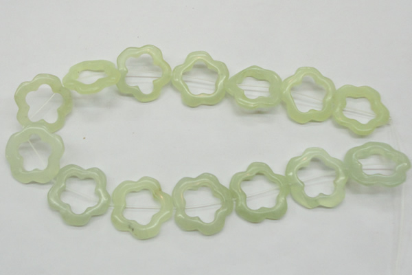 CFG36 15.5 inches 30mm carved flower green jade beads