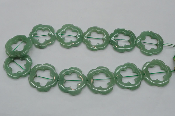 CFG40 15.5 inches 35mm carved flower green aventurine jade beads