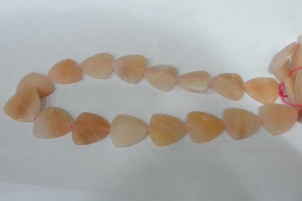 CFG526 15.5 inches 25*25mm carved triangle pink aventurine beads