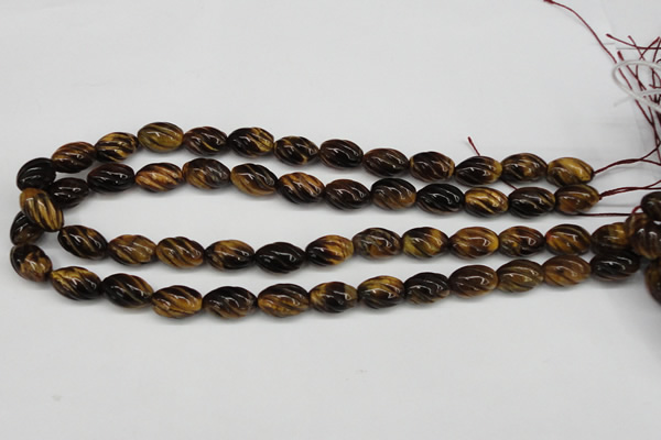 CFG53 15.5 inches 10*16mm carved rice yellow tiger eye gemstone beads