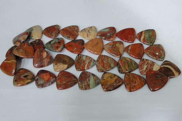 CFG533 15.5 inches 25*25mm carved triangle brecciated jasper beads