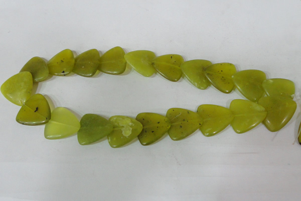 CFG537 15.5 inches 25*25mm carved triangle Korean jade beads