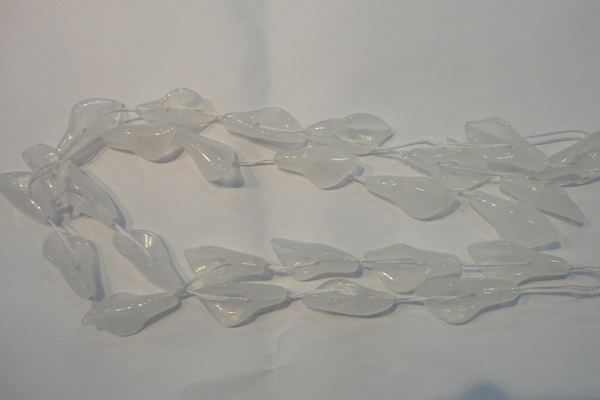 CFG559 15.5 inches 14*28mm carved trumpet flower white jade beads