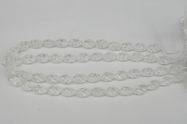 CFG56 15.5 inches 10*16mm carved rice white crystal gemstone beads