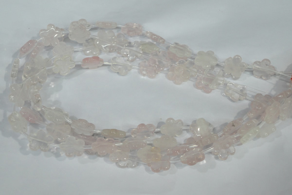 CFG651 15.5 inches 15mm carved flower rose quartz beads