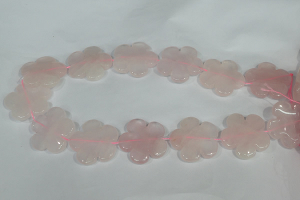 CFG653 15.5 inches 30mm carved flower rose quartz beads