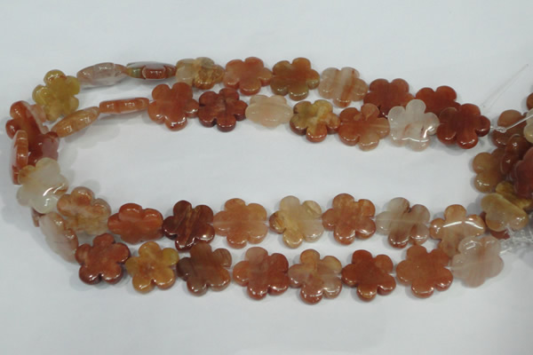 CFG655 15.5 inches 20mm carved flower red quartz beads