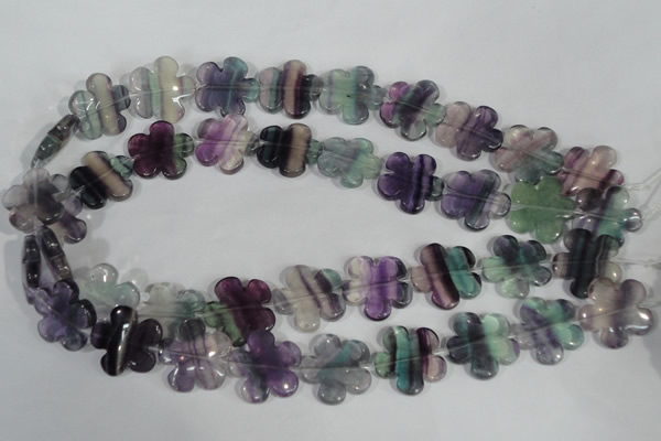 CFG661 15.5 inches 20mm carved flower fluorite gemstone beads