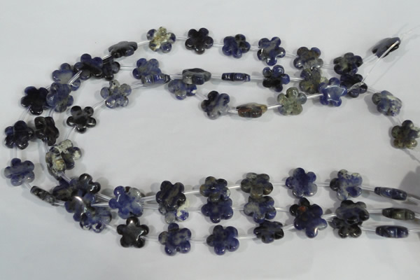 CFG669 15.5 inches 15mm carved flower sodalite gemstone beads
