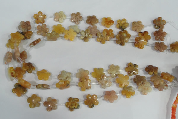 CFG672 15.5 inches 15mm carved flower agate gemstone beads