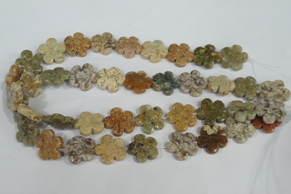 CFG673 15.5 inches 20mm carved flower agate gemstone beads