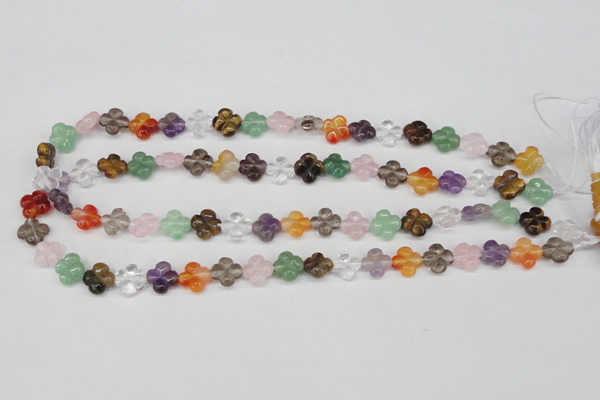CFG77 15.5 inches 11*11mm carved flower mixed gemstone beads