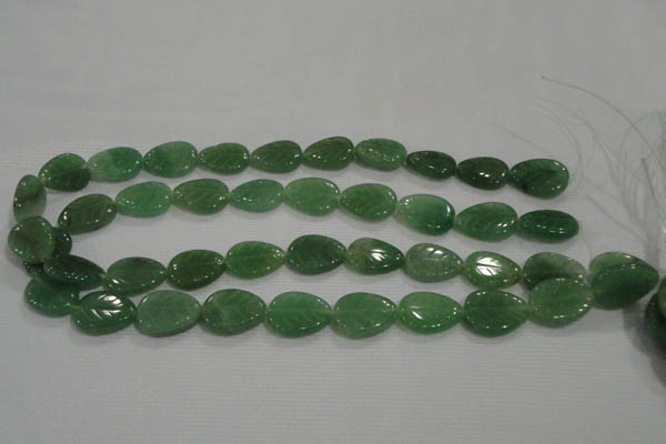 CFG818 12.5 inches 15*20mm carved leaf green aventurine beads wholesale