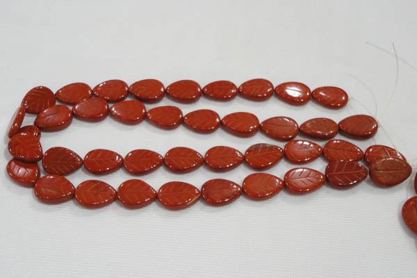 CFG822 12.5 inches 15*20mm carved leaf red jasper beads wholesale