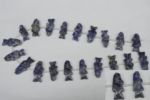 CFG851 Top-drilled 10*26mm carved animal sodalite gemstone beads