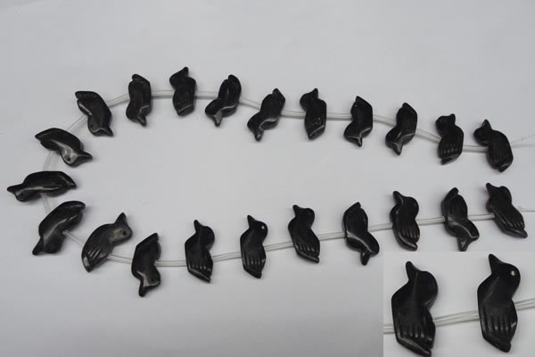 CFG853 Top-drilled 12*24mm carved animal blackstone gemstone beads