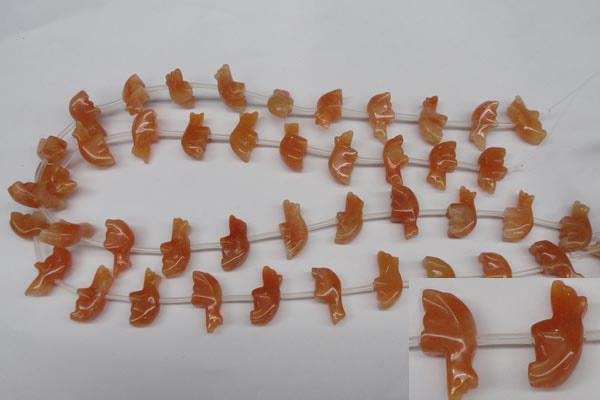 CFG858 Top-drilled 10*20mm carved animal red aventurine beads