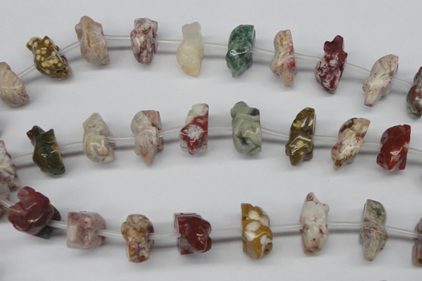 CFG864 Top-drilled 12*18mm carved animal mixed gemstone beads