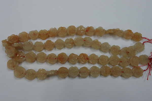 CFG888 15.5 inches 14mm carved flower red aventurine beads