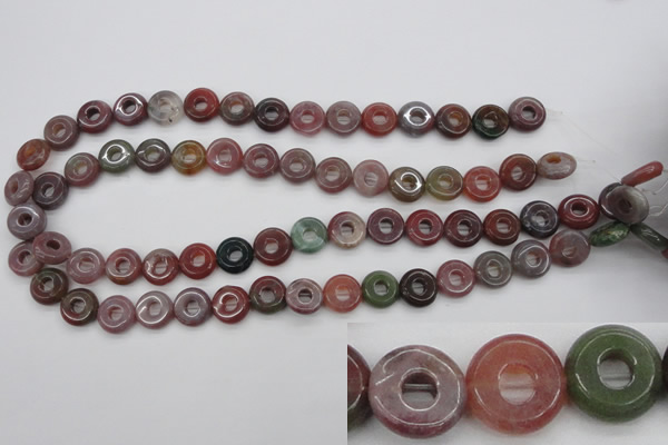 CFG902 15.5 inches 12mm carved coin donut Indian agate beads