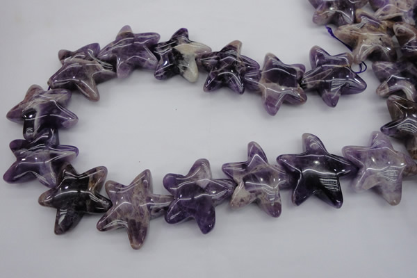 CFG910 15.5 inches 30*33mm carved star dogtooth amethyst beads