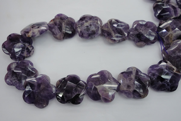CFG914 15.5 inches 32*33mm faceted & carved flower dogtooth amethyst beads