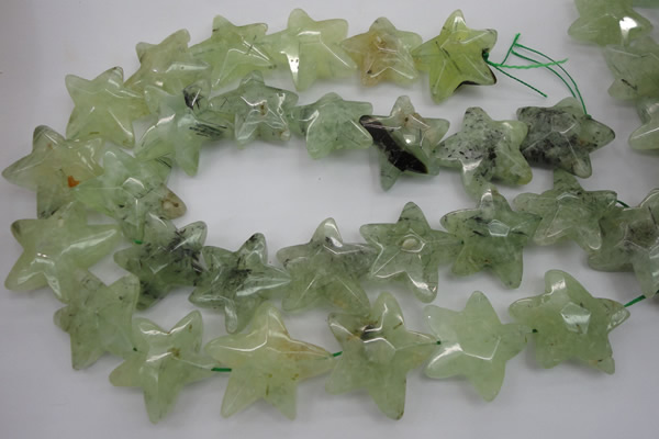 CFG920 30*33mm faceted & carved star green rutilated quartz beads