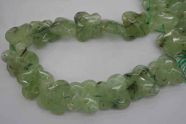 CFG926 30*33mm faceted & carved butterfly green rutilated quartz beads