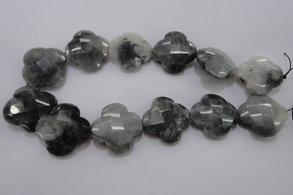 CFG963 15.5 inches 32*33mm faceted & carved flower eagle eye jasper beads