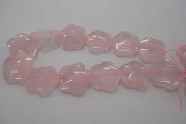 CFG967 15.5 inches 32*33mm faceted & carved flower rose quartz beads