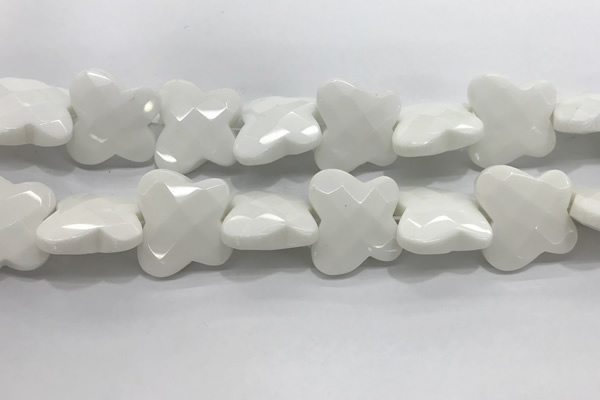 CFG972 15.5 inches 30*33mm carved butterfly white porcelain beads