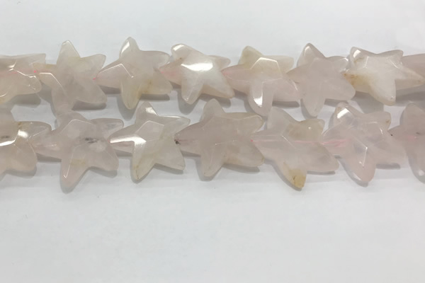CFG983 15.5 inches 33*33mm carved star rose quartz beads