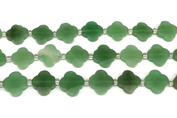 CFG994 15 inches 16mm - 17mm carved flower green aventurine beads