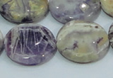 CFJ02 15.5 inches 25mm flat round natural purple flower stone beads